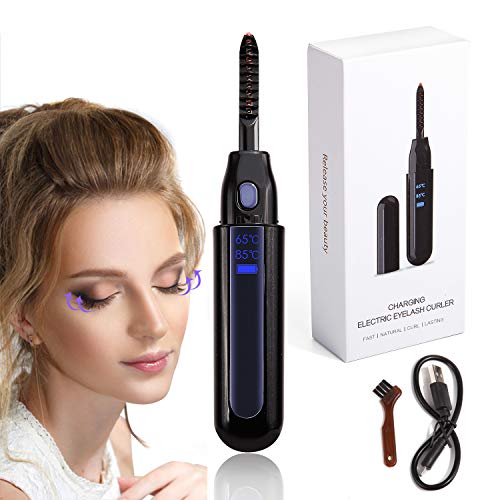 Xnuoyo Rizador de Pestañas Electrico con Pantalla digital LCD Maquillaje Portátil Herramienta de Estilo de Pestañas de Belleza Incluye una máscara de pestañas con dos cabezas de cepillo