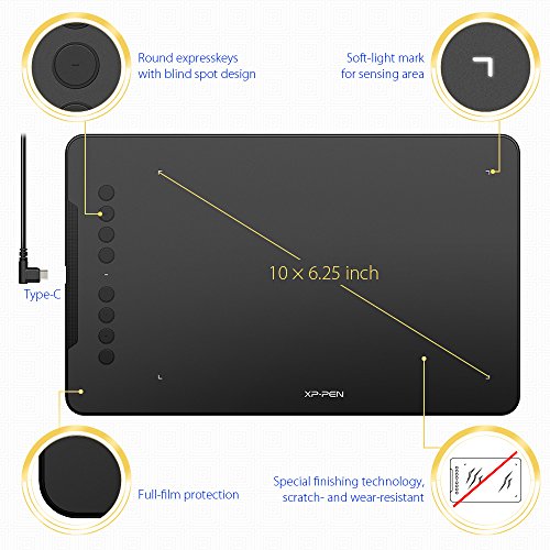 XP-Pen Deco 01 10 x 6.25”Tableta Gráfica de Dibujo Digital con 8192 Niveles de Presión 266 RPS