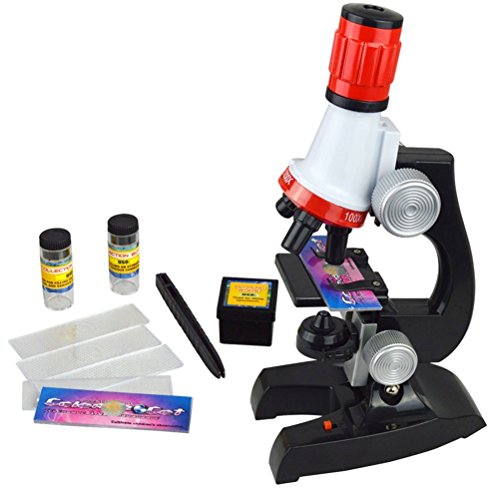 Xrten Kit de Juguete Microscopio Infantil 1200x 400x 100x, Juguete Educativo para Niños Principiantes