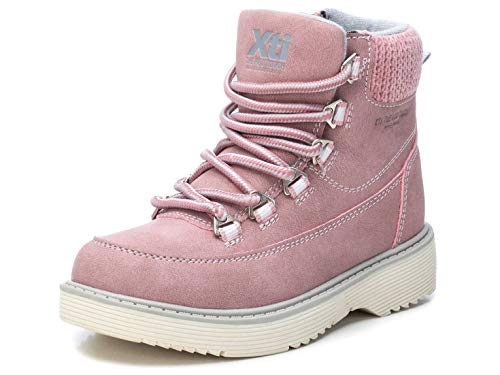 XTI - Botín Militar para Niña - Cierre con Cremallera - Color Nude - Talla 33