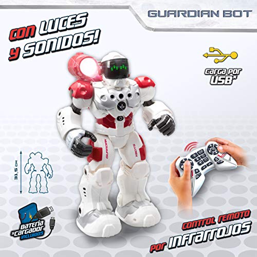 Xtrem Bots- Guardian BOT Inteligencia Artificial. Alarma Anti-Intrusos Robot Control Remoto de Juguete. Robotica para niños (Blue Rocket XT380771)