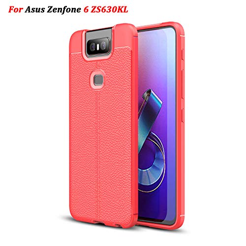 XunEda Funda ASUS Zenfone 6 ZS630KL 6.4" Ultra Ligero Caso Sili+a Antideslizante Protectora Case Cover + Protector de Pantalla para ASUS Zenfone 6 ZS630KL Smartphone (Rojo)