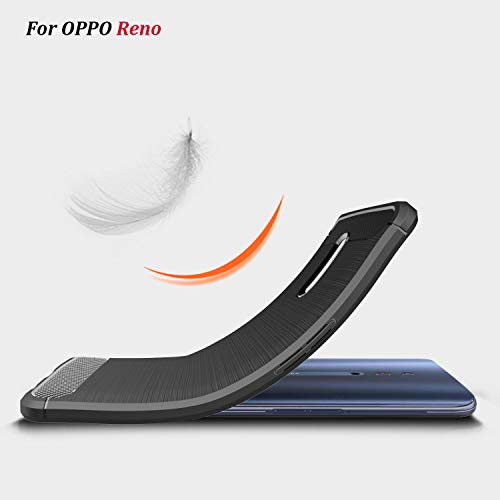 XunEda Funda OPPO Reno Ultra Ligero Caso Silicona Antideslizante Protectora Case Cover con Protector de Pantalla para OPPO Reno Smartphone (Negro)