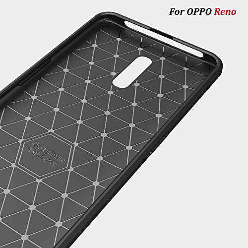 XunEda Funda OPPO Reno Ultra Ligero Caso Silicona Antideslizante Protectora Case Cover con Protector de Pantalla para OPPO Reno Smartphone (Negro)