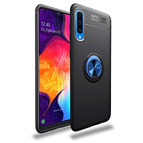 XunEda Funda Samsung Galaxy A50,A50S,A30S 6.4", Kickstand del Anillo Caso Silicona Carcasa [Soporte magnético automóvil] + Protectora de Pantalla para Galaxy A50,A50S,A30S Smartphone (BK+BU)