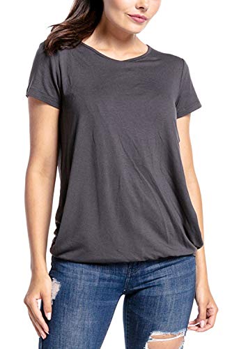 YACUN Premama Camisetas Mujer Manga Corta Lactancia Maternidad Enfermeria Camisas Darkgrey L