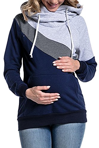 YACUN Sudaderas Lactancia Maternidad Sudadera Mujer Capucha Top Gris clarocolor M