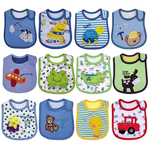 Yafane 12 x Baberos Bebé Impermeables Bandana Baberos Algodón Absorbente para Niños