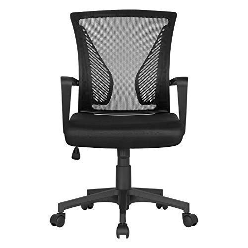 Yaheetech Silla de Oficina Silla Escritorio Ergonómica Silla Giratoria con Respaldo Altura Ajustable con Ruedas