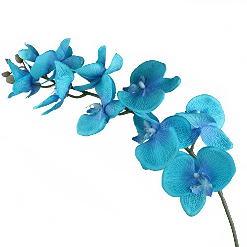 Yalulu 2 unidades de orquídea artificial simulación mariposa orquídeas flores bodas casa partido Home Deko, azul, 70 cm