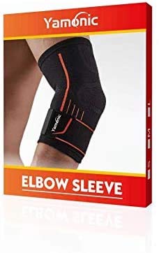 Yamonic coderas deportivas, Ajustable Soporte de codo Manga de un solo brazo para codo de tenista, codo de golfista, levantamiento de pesas, tendinitis, alivio del dolor articular - Pequeño (20-25cm)