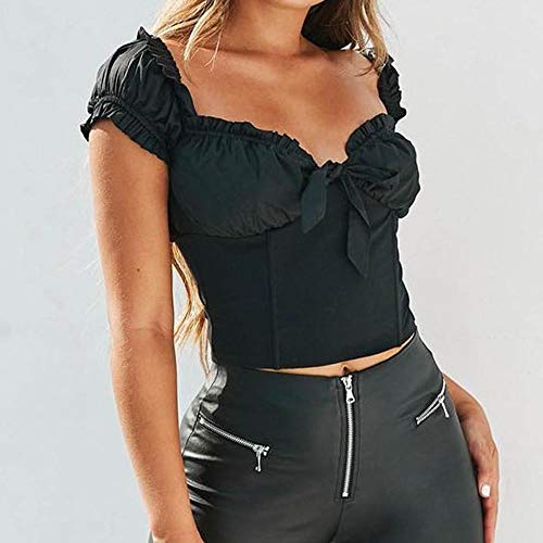 YANGPP Camiseta Sexy De Verano para Mujer Boob Bralet Cami Chaleco Casual Crop Tops Summer Holiday Party Ropa De Mujer Hoy, Negro, M