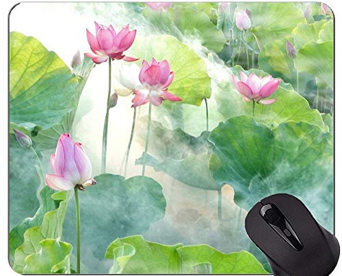 Yanteng Cojín de ratón de la Flor de Lotus Personalizado - Base de Goma Antideslizante de Lotus Mousepad