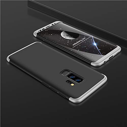 yanzi Funda Samsung Galaxy S9 Plus Funda Carcasa Silicona Cover Caso Samsung Galaxy S9 Plus Fundas Negro Plata 3 in 1 Smartphones Accesorios Vidrio Templado Protector Samsung S9 Plus Carcasa