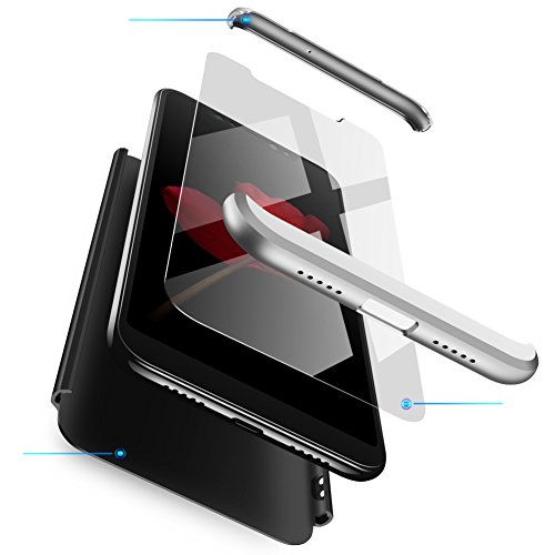 yanzi Funda Samsung Galaxy S9 Plus Funda Carcasa Silicona Cover Caso Samsung Galaxy S9 Plus Fundas Negro Plata 3 in 1 Smartphones Accesorios Vidrio Templado Protector Samsung S9 Plus Carcasa