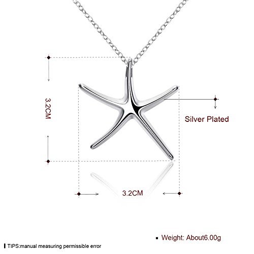 YAZILIND joyeria de Moda de Diseno Simple Gran Estrella de mar en Forma de Plata Colgante Plateado para Mujeres Ninas (sin Cadenas)