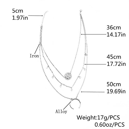 YAZILIND Mujeres Collar Largo de múltiples Capas Plateado 2016 con joyería Colgante Idea de Regalo
