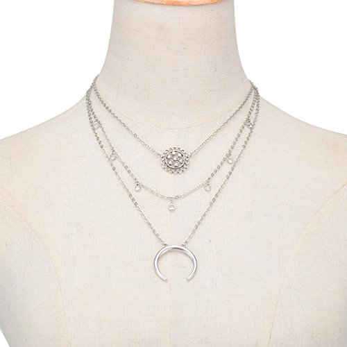 YAZILIND Mujeres Collar Largo de múltiples Capas Plateado 2016 con joyería Colgante Idea de Regalo