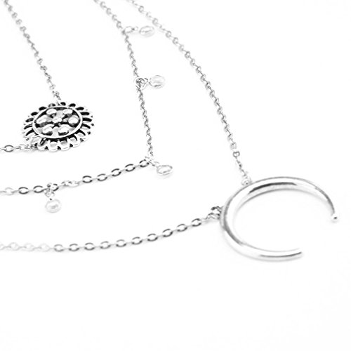 YAZILIND Mujeres Collar Largo de múltiples Capas Plateado 2016 con joyería Colgante Idea de Regalo