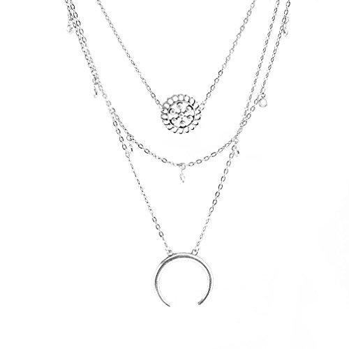 YAZILIND Mujeres Collar Largo de múltiples Capas Plateado 2016 con joyería Colgante Idea de Regalo