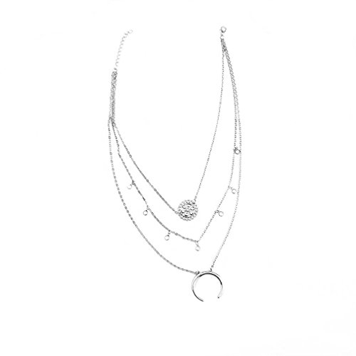 YAZILIND Mujeres Collar Largo de múltiples Capas Plateado 2016 con joyería Colgante Idea de Regalo
