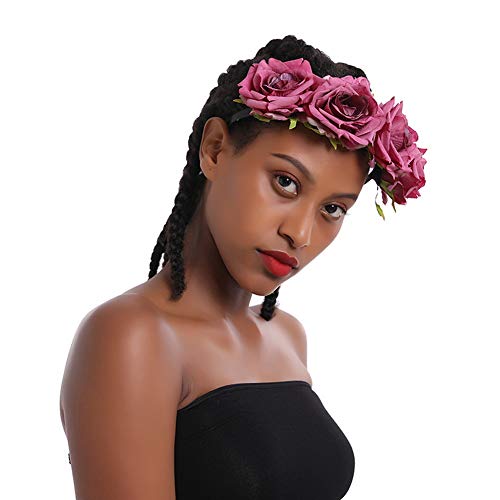 YAZILIND tela grande rosa flor Navidad accesorios para el cabello foto estudio retro diadema accesorios rojo oscuro