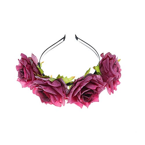 YAZILIND tela grande rosa flor Navidad accesorios para el cabello foto estudio retro diadema accesorios rojo oscuro