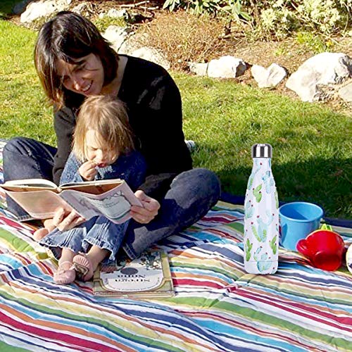 YCTECH Botella Agua de Acero Inoxidable 500ml, Sin Bpa & Eco Friendly, Termo con Doble Aislamiento para 12 Horas de Bebida Caliente y 24 Horas de Bebida Fría, fácil de Limpiar (Cactus)