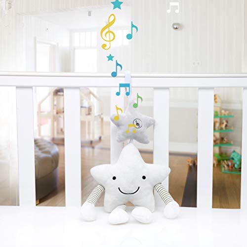 YeahiBaby Sonajero Colgante Cochecito de Bebé de Felpa Cuna Juguetes Interactivo Músical para Bebe Infantil (Estrella Blanca)