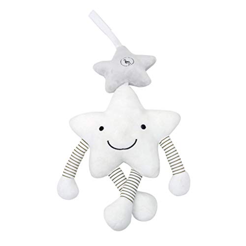 YeahiBaby Sonajero Colgante Cochecito de Bebé de Felpa Cuna Juguetes Interactivo Músical para Bebe Infantil (Estrella Blanca)