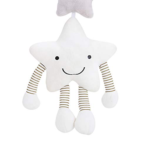 YeahiBaby Sonajero Colgante Cochecito de Bebé de Felpa Cuna Juguetes Interactivo Músical para Bebe Infantil (Estrella Blanca)
