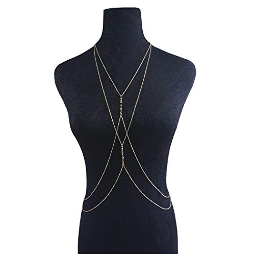 Yean Sexy Body Crossover Cadena Belly Bikini Cintura Playa Arnés Collar para mujeres y niñas