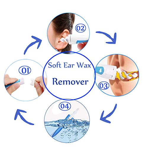 Yeelan Oído Limpiador Orejas Cera Agente de Mudanzas Cerumen Eliminación Herramienta Earpick Cuchara Equipo Suave Espiral Torunda Conjunto con Silicona Reemplazo Consejos para Niños Adulto (16 PCS)