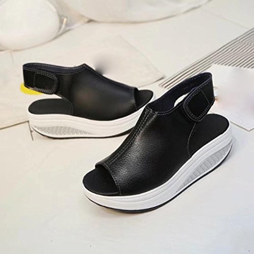 Yesmile Sandalias para Mujer Zapatos Casual de Mujer Sandalias de Verano para Fiesta y Boda Moda Zapatos de Shake Shoes Sandalias de Tacón Alto Espesor (40, Negro)
