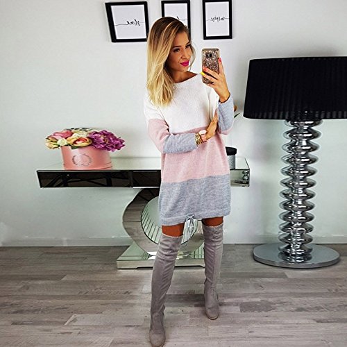 Yesmile Vestido de Mujer Falda Blanco Ropa Vestido Elegante de Noche para Boda Fista Vestido de Manga Larga del Partido Vestido Ocasional de las Mujeres (Multicolor, S)