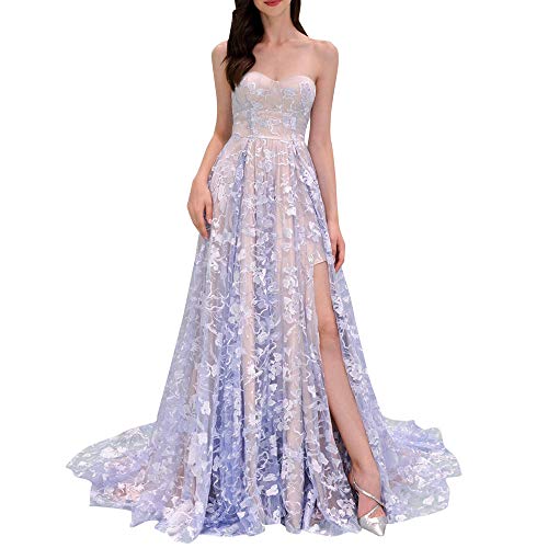 Yesmile Vestido de Mujer Falda Blanco Ropa Vestido Elegante de Noche para Boda Fista Vestido Largo de Verano Maxi Boho de Las Mujeres con el Bolsillo (Purple, M)