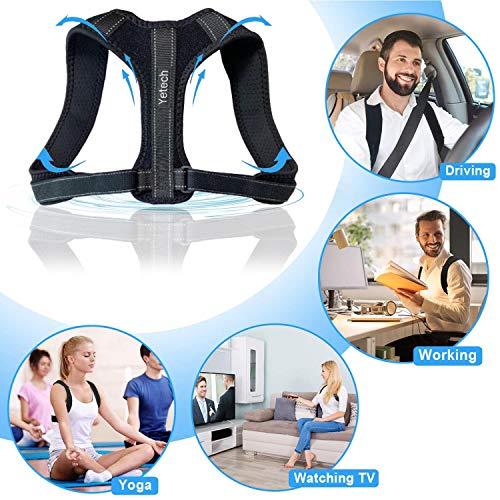 Yetech Corrector de Postura Soporte Espinal - Faja Postural Ajustable para Hombres y Mujeres Alivio del dolor en cuello, hombros y espalda Entrenador Postural