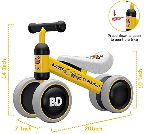 YGJT Bicicleta sin Pedales 1 Año Juguetes Bebes - Triciclos Bebes- Correpasillos Bebes 1 Año Regalo para 1 Año (Pato Amarillo)