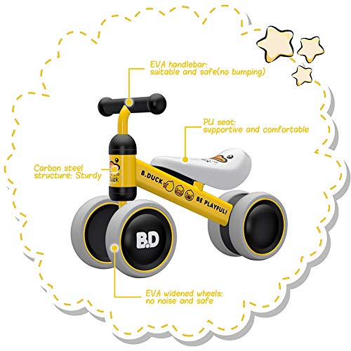 YGJT Bicicleta sin Pedales 1 Año Juguetes Bebes - Triciclos Bebes- Correpasillos Bebes 1 Año Regalo para 1 Año (Pato Amarillo)