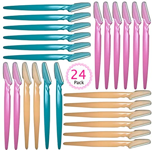 YGSAT 24 Piezas Maquinillas de Afeitar Cejas Cuchilla de Ceja Afeitadora Depilación Facial Cejas Recortadora Adecuado Remover Pelo Facial de Mujeres y Hombres