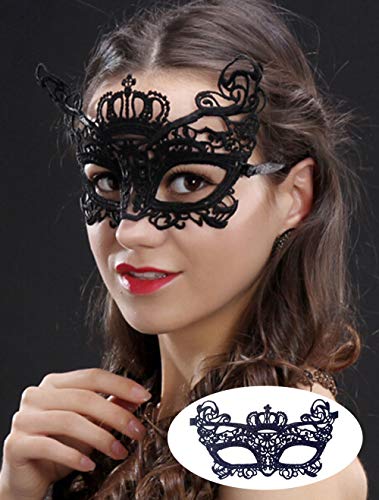 YGSAT 8 Piezas Máscara de Encaje Mascarada Veneciano Antifaz Máscara de Mujeres para Halloween Veneciano Carnaval Fiesta de Baile Atractiva Lady Niña de Encaje Máscara De Ojo de Encaje Máscara, Negro