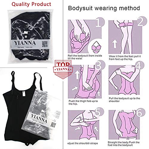 YIANNA Body Faja Reductora Mujer Adelgazante cómodo y Ligero Corsé Faja para presumir de Buena Figura sin Costuras, UK-YA7110-Black-S