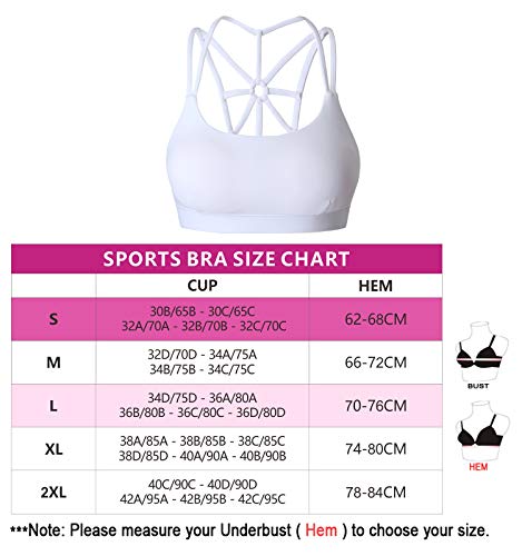 YIANNA Sujetador Deportivo Mujer Alto Impacto Relleno Sujetadores Deportivos Yoga Top Deporte Fitness sin Costuras Blanco, YA139 Size L