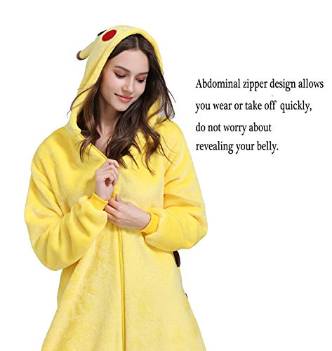Yimidear® Unisex Cálido Pijamas para Adultos Cosplay Animales de Vestuario Ropa de Dormir Halloween y Navidad(S, Pikachu)