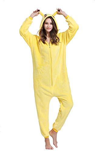 Yimidear® Unisex Cálido Pijamas para Adultos Cosplay Animales de Vestuario Ropa de Dormir Halloween y Navidad(S, Pikachu)