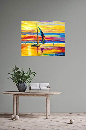 YIYEBAOFU DIY Pintar por números Velero al Atardecer Paisaje Marino Lienzo de Pintura Digital con Pincel y Pintura acrílica Kits Theme Digital Home Wall Artwork Adecuado30x40cm(Sin Marco)