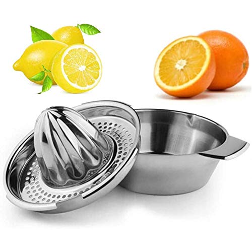 Yiyu Naranja exprimidor Manual de Acero Inoxidable de Color Naranja exprimidor exprimidor con el envase x (Color : Silver)