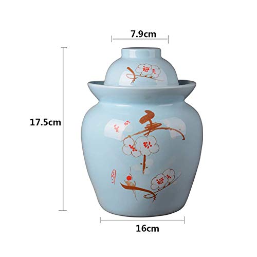 Yiyu Stock Vidrio, cerámica Tarro de la salmuera, pote Kimchi Pickles Recipiente Sellado de Carbono chucrut Vorratsglas El 1.5L Simple x (Color : A)