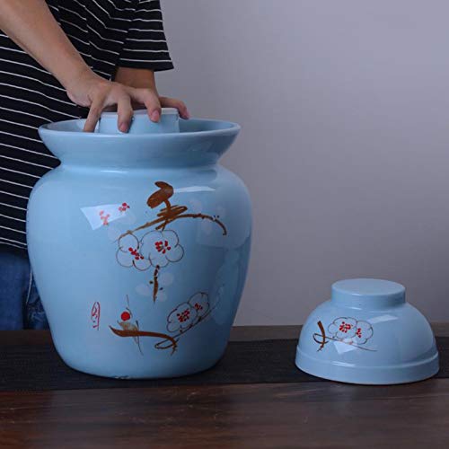 Yiyu Stock Vidrio, cerámica Tarro de la salmuera, pote Kimchi Pickles Recipiente Sellado de Carbono chucrut Vorratsglas El 1.5L Simple x (Color : A)