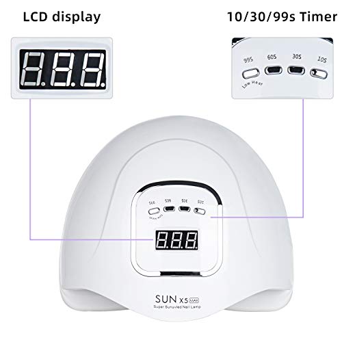 Yizhet Lámpara de Uñas UV LED Lámpara Secador de Uñas 150W Curado de Esmalte de Gel Secador de Uñas, Gel Esmalte de Uñas Curado Luz Máquina con Sensor Automático 4 Temporizadores(10s/30s/60s/99 s)